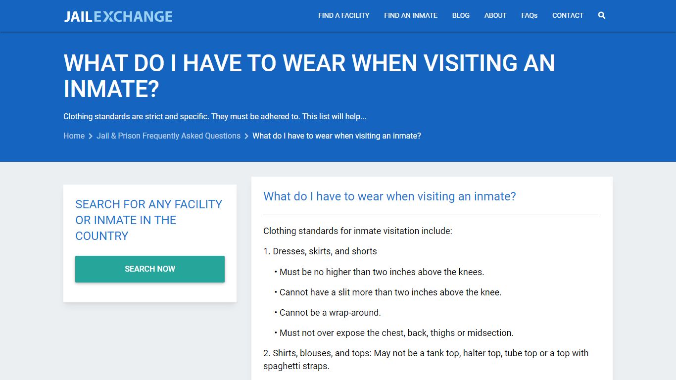 What do I have to wear when visiting an inmate? - Jail Exchange